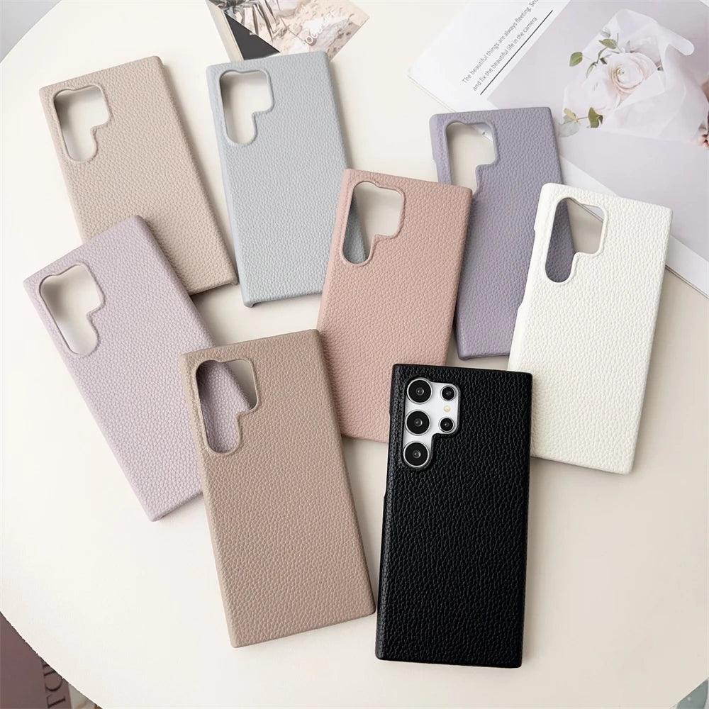 Luxury Lambskin Leather Phone Case For Samsung S22 Plus S23FE S24 Ultra A55 A35 A25 A15 A54 A34 A24 A14 A53 A33 A13 A22 PU Cover