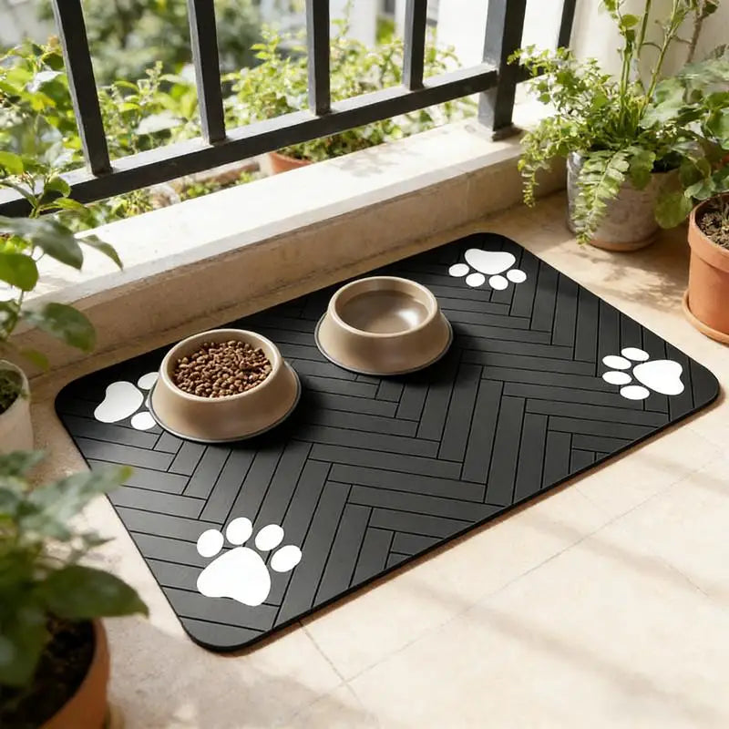 C Pet Feeding Mat-Absorbent Pet Placemat For Food And Water Bowl With Waterproof Rubber Backing Quick Dry Water Mat For Dog Cat
