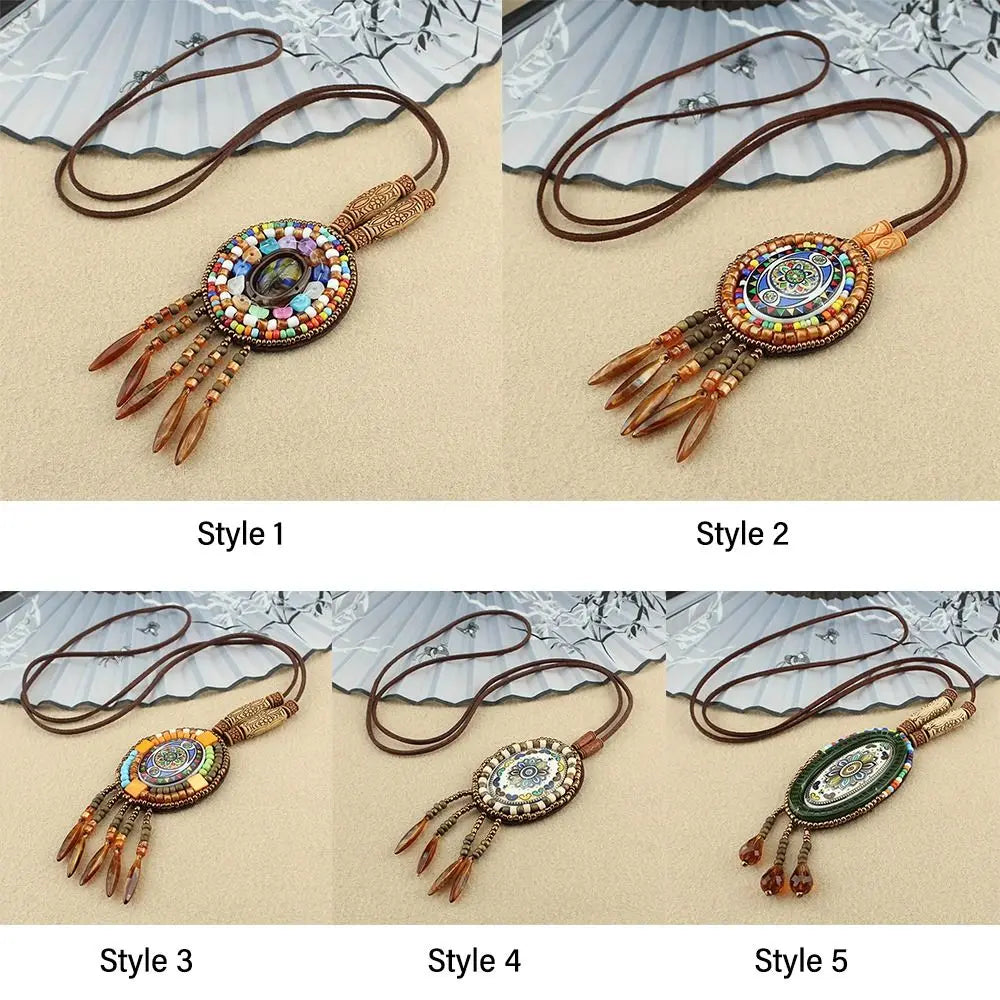 Vintage Party Ethnic Jewelry Lucky Gift Buddhist Mala Wood Bead Ethnic Pendant Nepal Necklace
