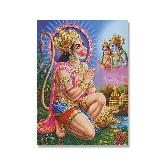 India Hindu God Ganesha Temple Elephant God Series Religion Canvas  Picture For Room Home Corridor Office Decor