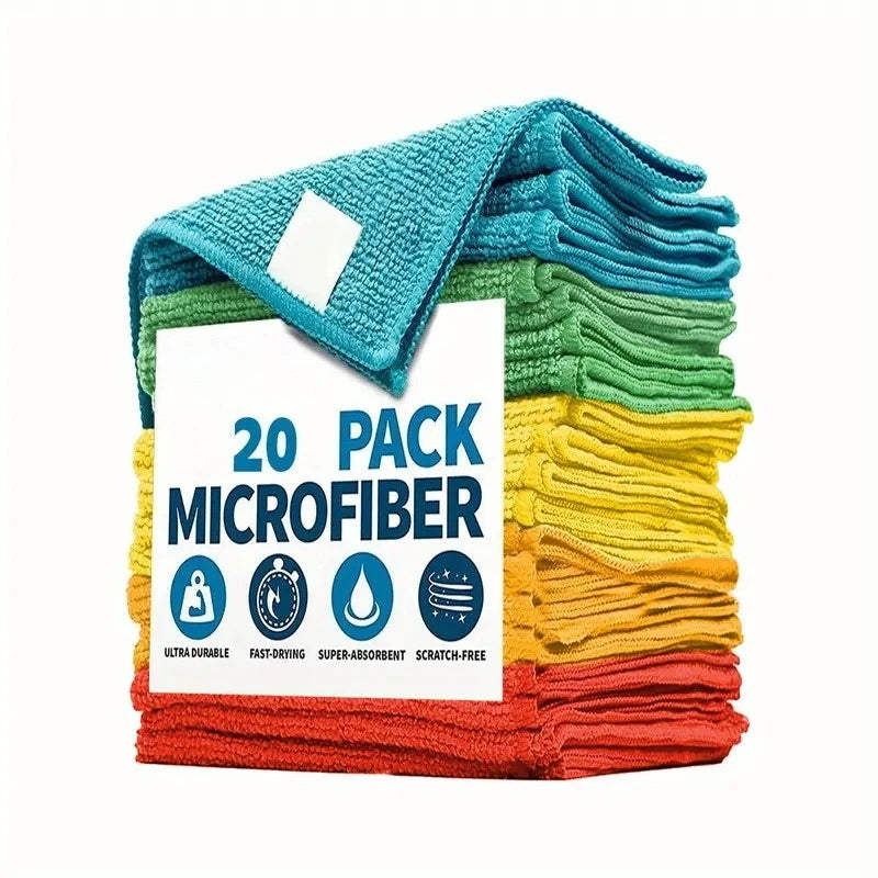 5/10/20pcs Microfiber Cleaning Cloths Super Absorbent Quick-Drying Reusable Towels for Kitchen Bathroom Car Furniture