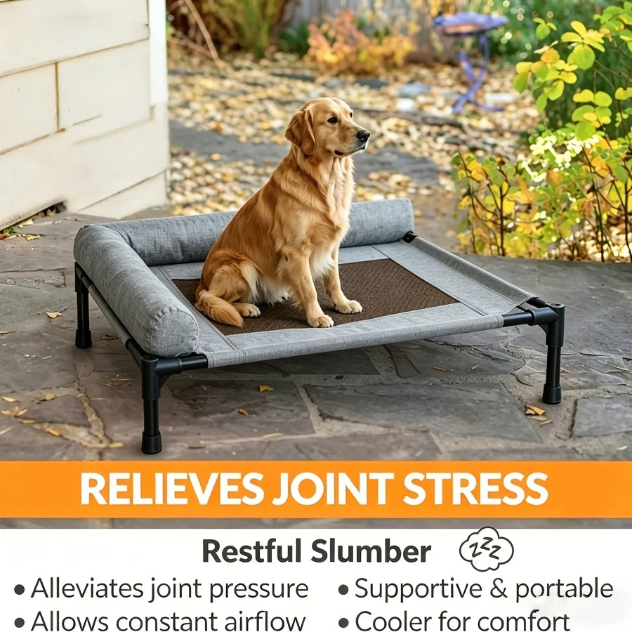 Dog Bed Indoor Outdoor Cooling Elevated Hammock Washable Raised Metal Frame Pet Furniture Beds Supplies Bolster Dog Accessories