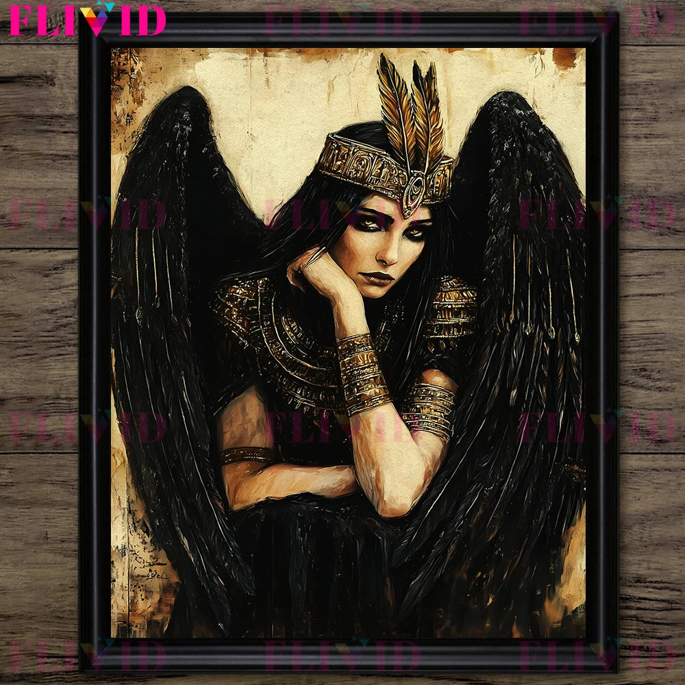 Ancient Egyptian God And Indian Four Hands Goddess Vintage Wall Art Canvas Painting,Lilith,Nyx Kali Goddess Art Poster And Print