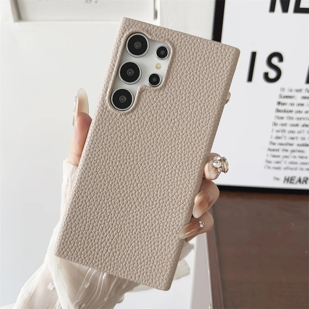 Luxury Lambskin Leather Phone Case For Samsung S22 Plus S23FE S24 Ultra A55 A35 A25 A15 A54 A34 A24 A14 A53 A33 A13 A22 PU Cover