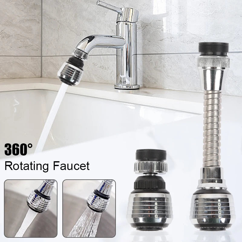 Kitchen Stainless Steel Faucet Shower Water Saver Lengthened 360 Degree Rotating Faucets Anti-splash Sprinkler Spray Extender