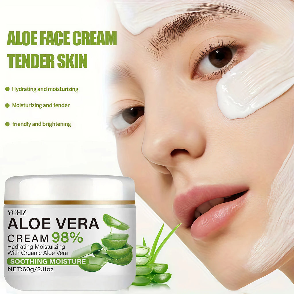 Aloe Vera Face Cream, Containing 98% Pure Aloe Vera Ingredients, Is Hydrating and Easy to Absorb, Effectively Protecting and Nourishing the Skin, Suitable for Daily Skin Care for Both Men and Women