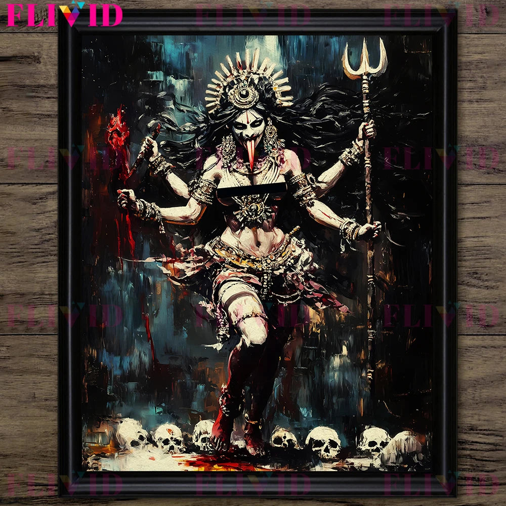 Ancient Egyptian God And Indian Four Hands Goddess Vintage Wall Art Canvas Painting,Lilith,Nyx Kali Goddess Art Poster And Print