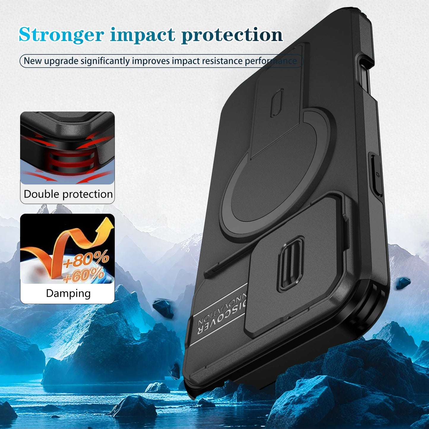 For Magsafe Stand Invisible Hard Case for Iphone 17 Pro Max Air 16 Plus 16e 15 14 12 13 Pro Iphone17 Accessories