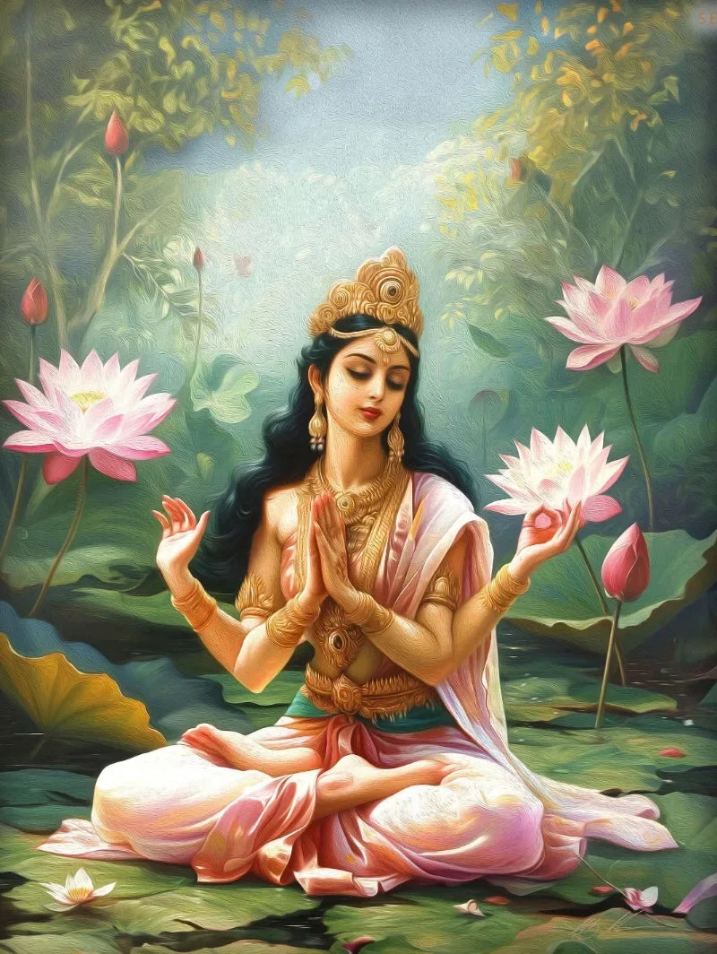 Divine Goddess Durga Hindu Indian Hindu Meditation Yoga Poster Print Wall Art Pictures Canvas Painting Living Room Home Decor