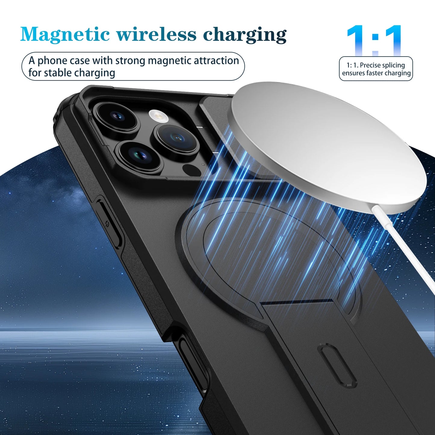 For Magsafe Stand Invisible Hard Case for Iphone 17 Pro Max Air 16 Plus 16e 15 14 12 13 Pro Iphone17 Accessories