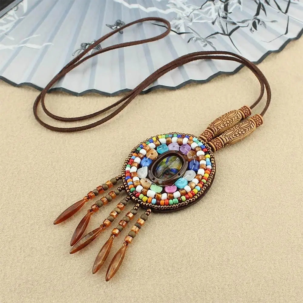 Vintage Party Ethnic Jewelry Lucky Gift Buddhist Mala Wood Bead Ethnic Pendant Nepal Necklace