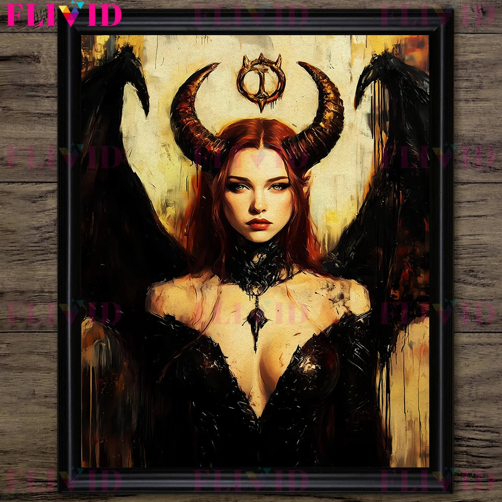 Ancient Egyptian God And Indian Four Hands Goddess Vintage Wall Art Canvas Painting,Lilith,Nyx Kali Goddess Art Poster And Print