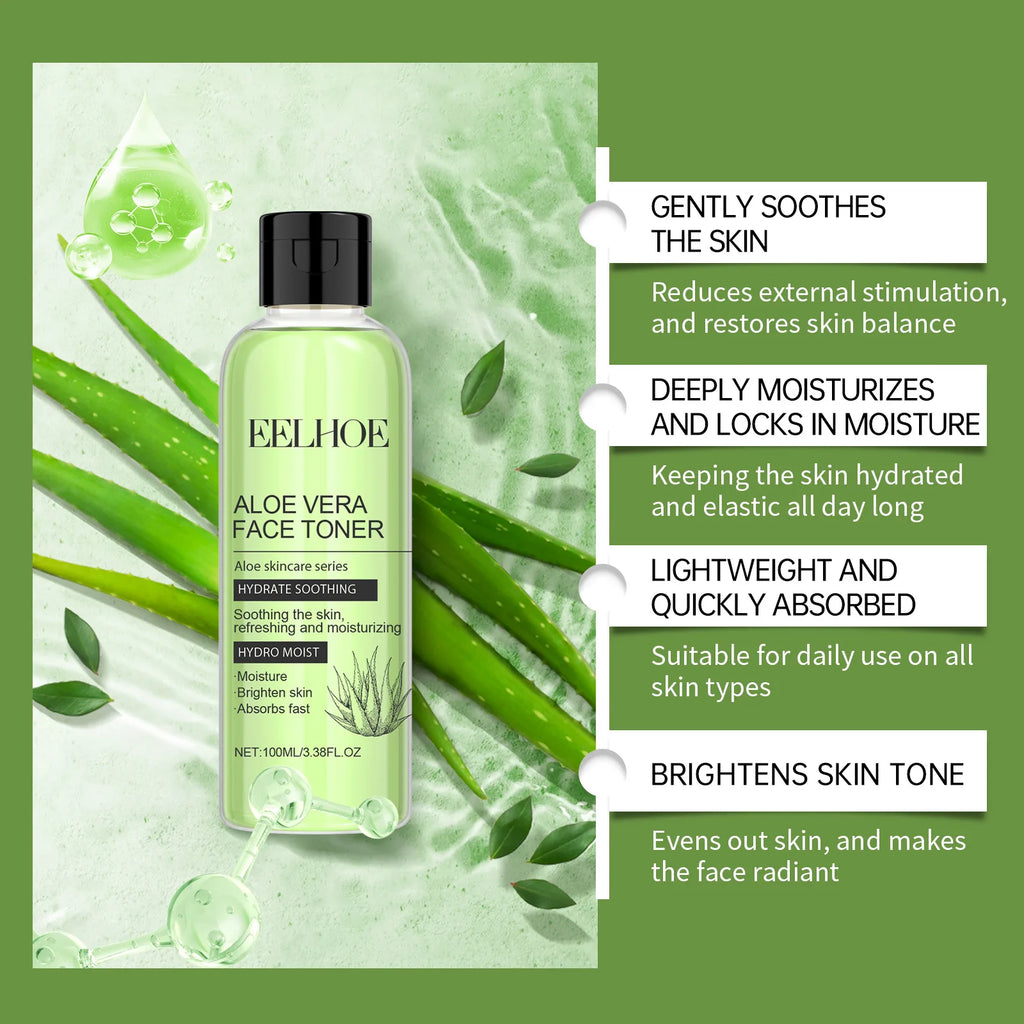Aloe Vera Toner for Face Lift Pore Contraction Lighten Skin Brightening Smooth Rejuvenation Hydrator Facial Moisturizing Serum