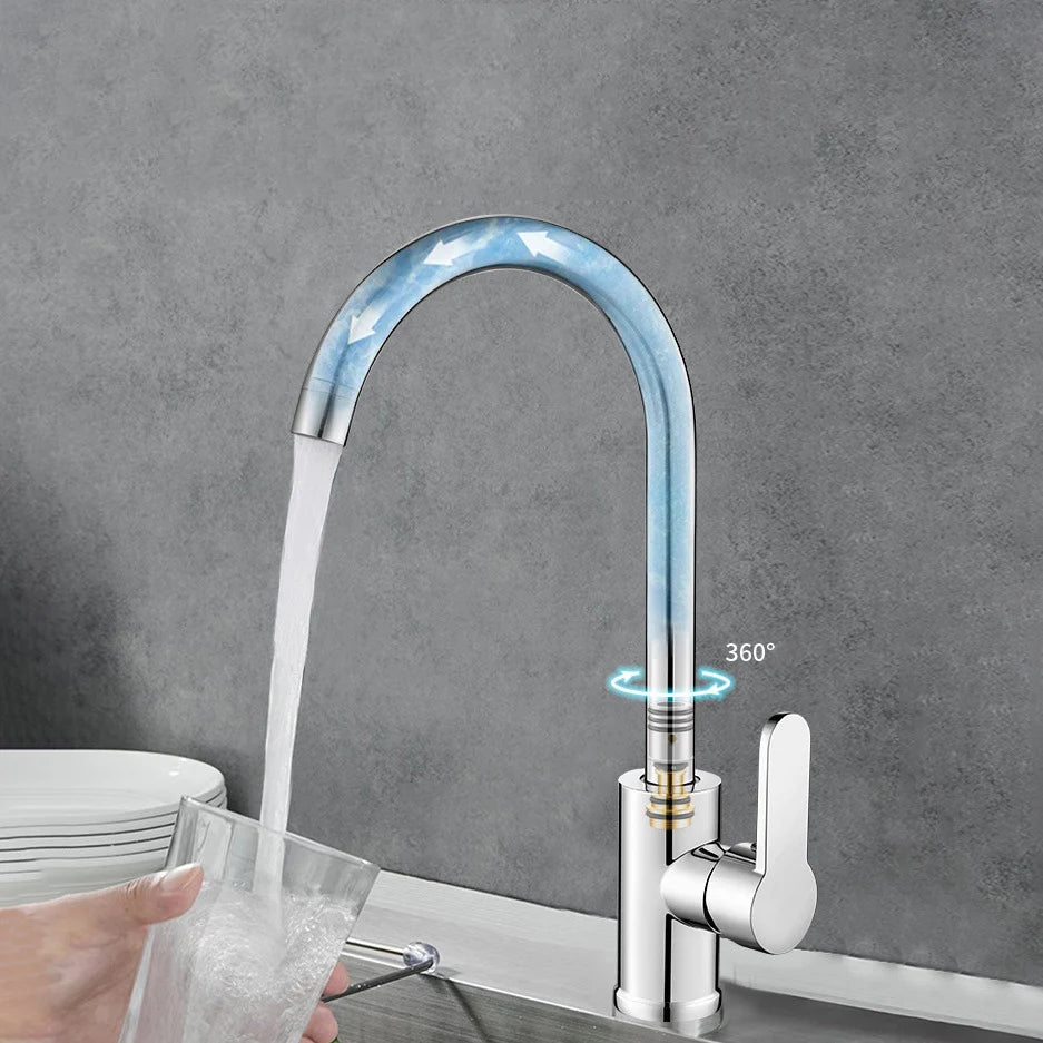 Large bend hot and cold water faucet, kitchen sink, sink, rotating faucet, bathroom, balcony, washbasin faucet