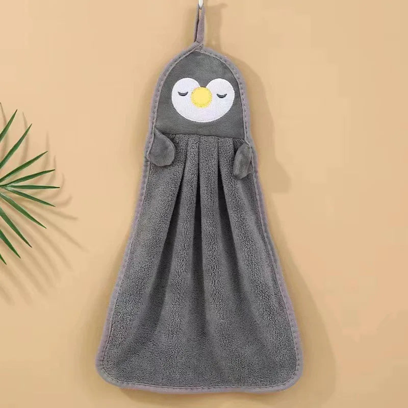 Cute Animal Kids Toddler Hand Towels for Home Bathroom Kitchen with Hanging Loop