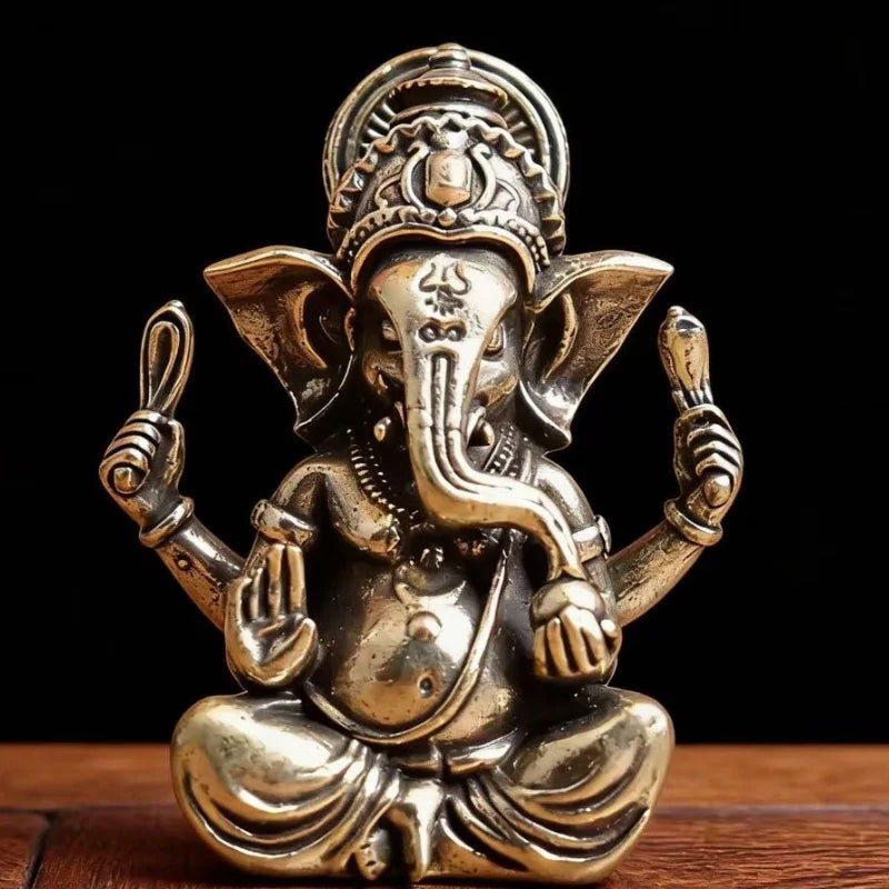 Gold Ganesh Buddha Statue Indian Elephant God Sculpture Home Living Room Garden Decoration Figurine Lucky Ornament