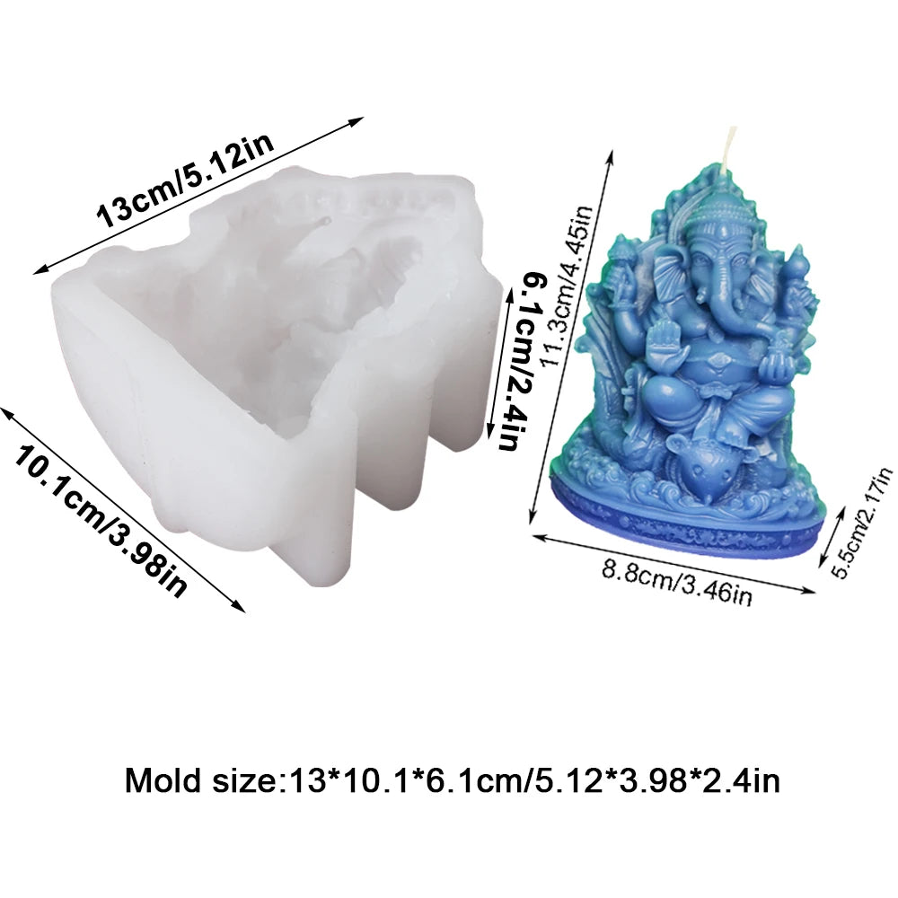 Indian Elephant Trunk God Model Silicone Mold Garnesh Candle Mould Aromatherapy Gypsum Resin Clay Crafts Home Decoration Tools