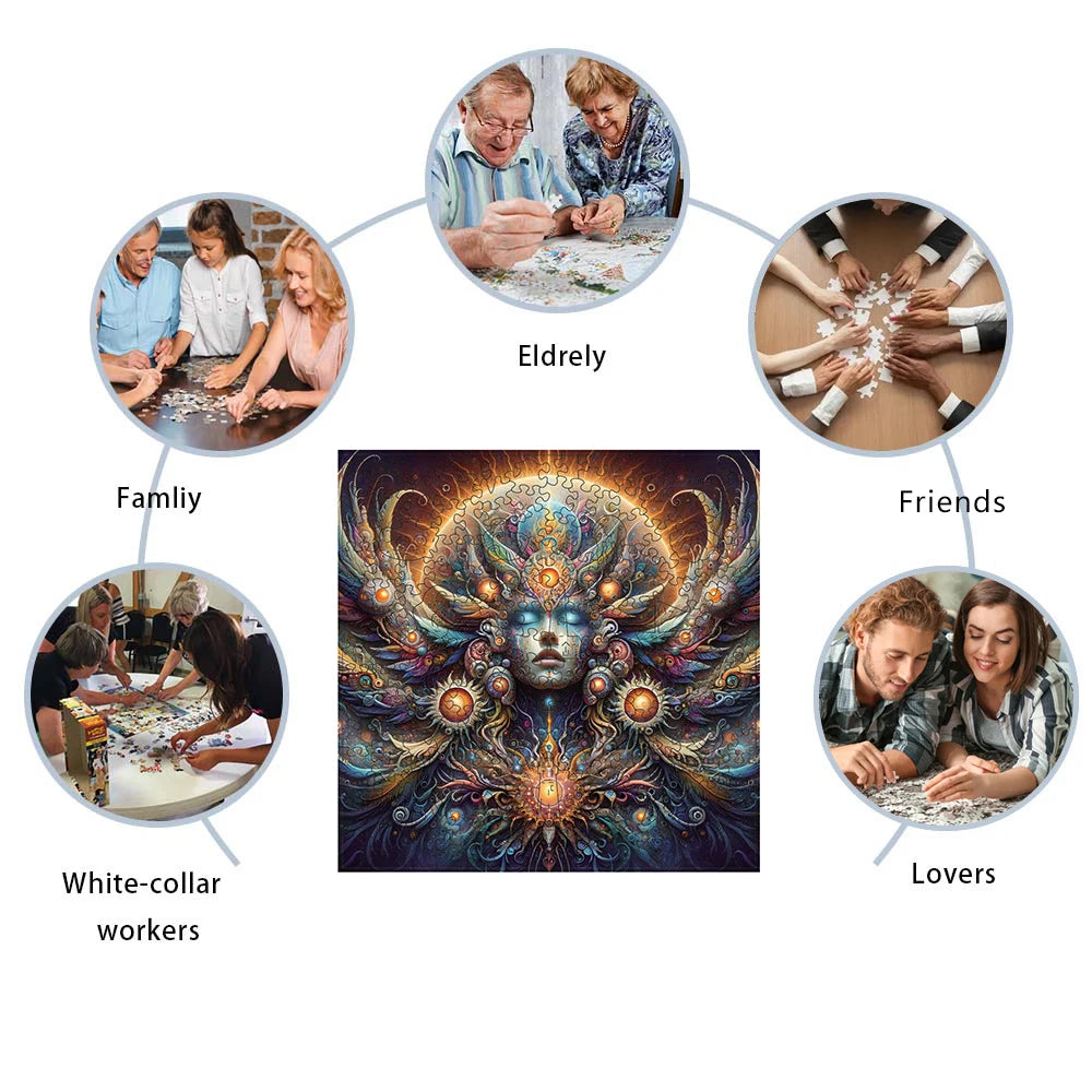Goddess Wooden Puzzle, Unique Shaped Pieces Wooden Jigsaw Puzzles for Adults, Ghristmas Gift Family Game Home Decor