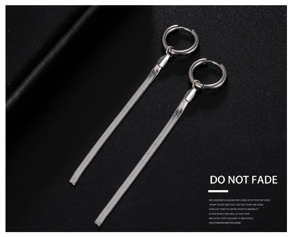 Teamer Stainless Steel Long Tassel Earrings for Women Girls Fashion Snake Chain Drop Earrings Aesthetic Engagement Jewelry Gifts