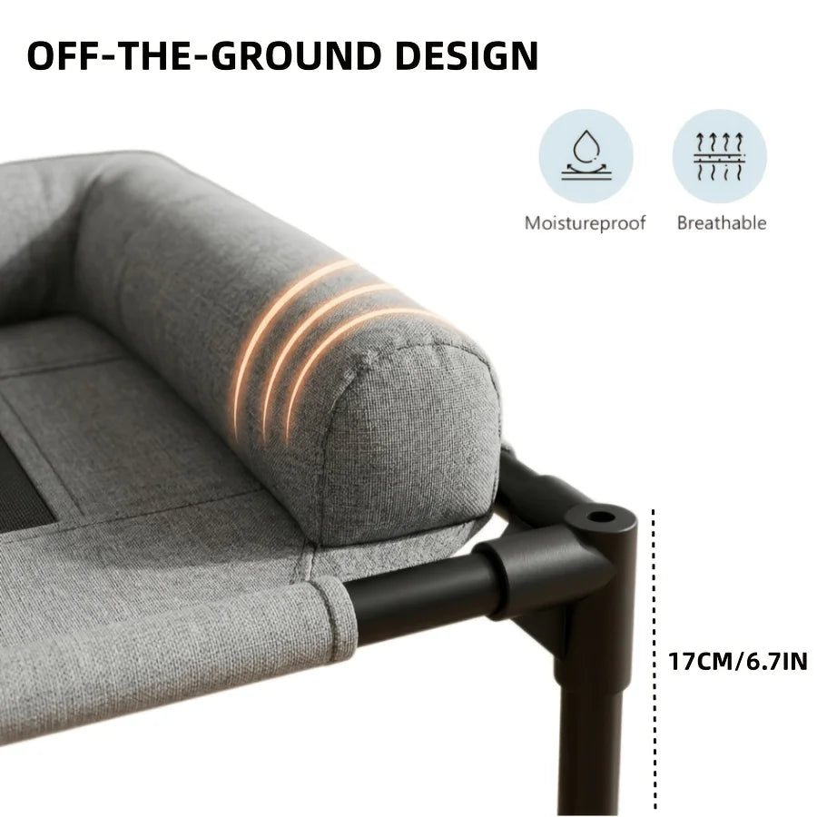 Dog Bed Indoor Outdoor Cooling Elevated Hammock Washable Raised Metal Frame Pet Furniture Beds Supplies Bolster Dog Accessories