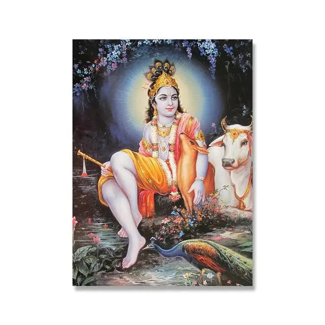 India Hindu God Ganesha Temple Elephant God Series Religion Canvas  Picture For Room Home Corridor Office Decor