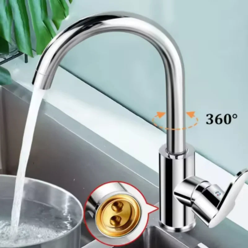 Large bend hot and cold water faucet, kitchen sink, sink, rotating faucet, bathroom, balcony, washbasin faucet
