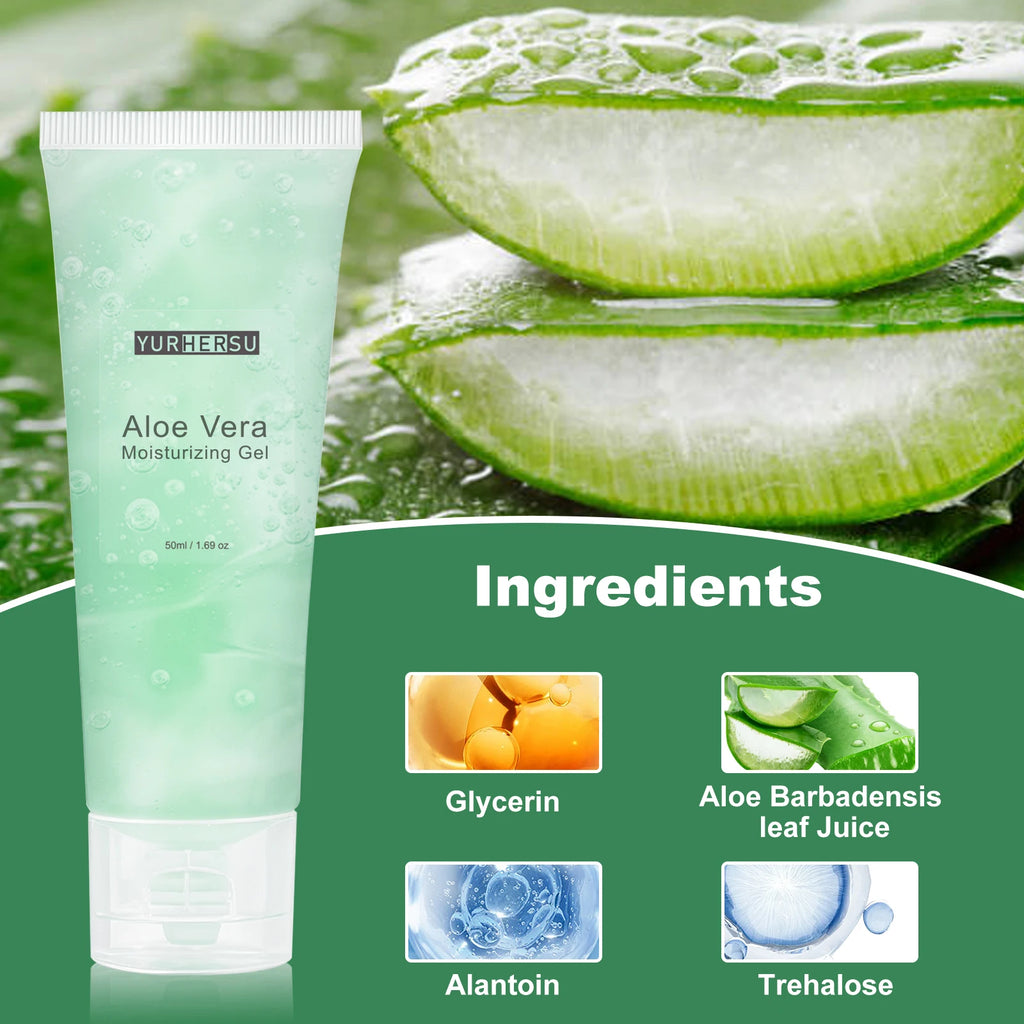 Aloe Vera Gel for Face, Daily Moisturizer & Makeup Primer, 100% Natural, Soothing, Hydrating, Non Greasy, Fast Absorb (50ml)