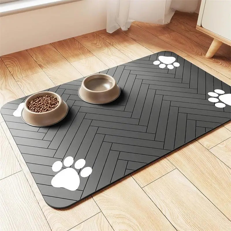 C Pet Feeding Mat-Absorbent Pet Placemat For Food And Water Bowl With Waterproof Rubber Backing Quick Dry Water Mat For Dog Cat