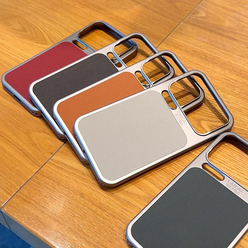 For Xiaomi 17 Pro Max 17 Pro Case Luxury Lychee Pattern Leather + Electroplating Frame Hard PC Cover for Xiaomi Mi 17