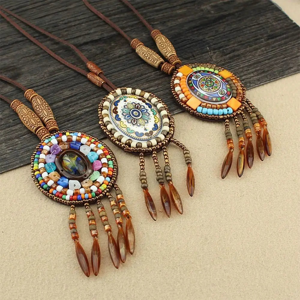 Vintage Party Ethnic Jewelry Lucky Gift Buddhist Mala Wood Bead Ethnic Pendant Nepal Necklace