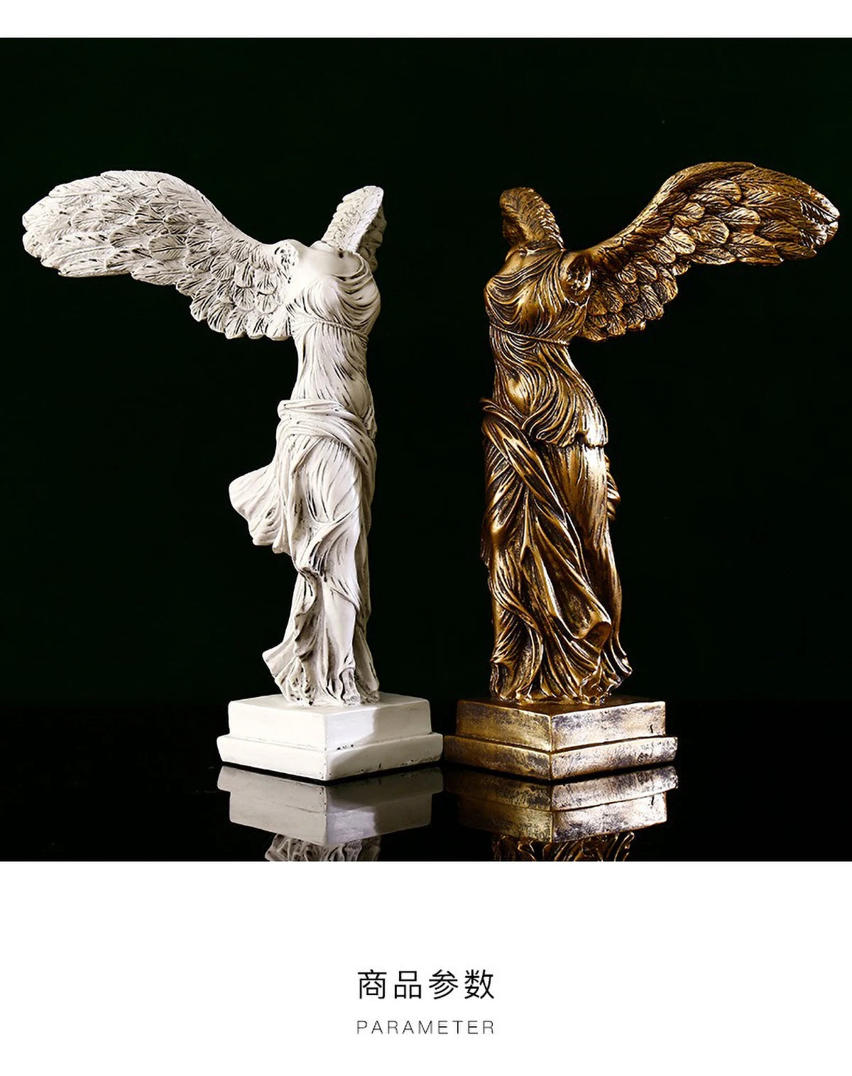 Victory Goddess Statue - Greek Mythology Resin Sculpture for Home Decor, Office Desk Ornament with Gold Finish Art Craft