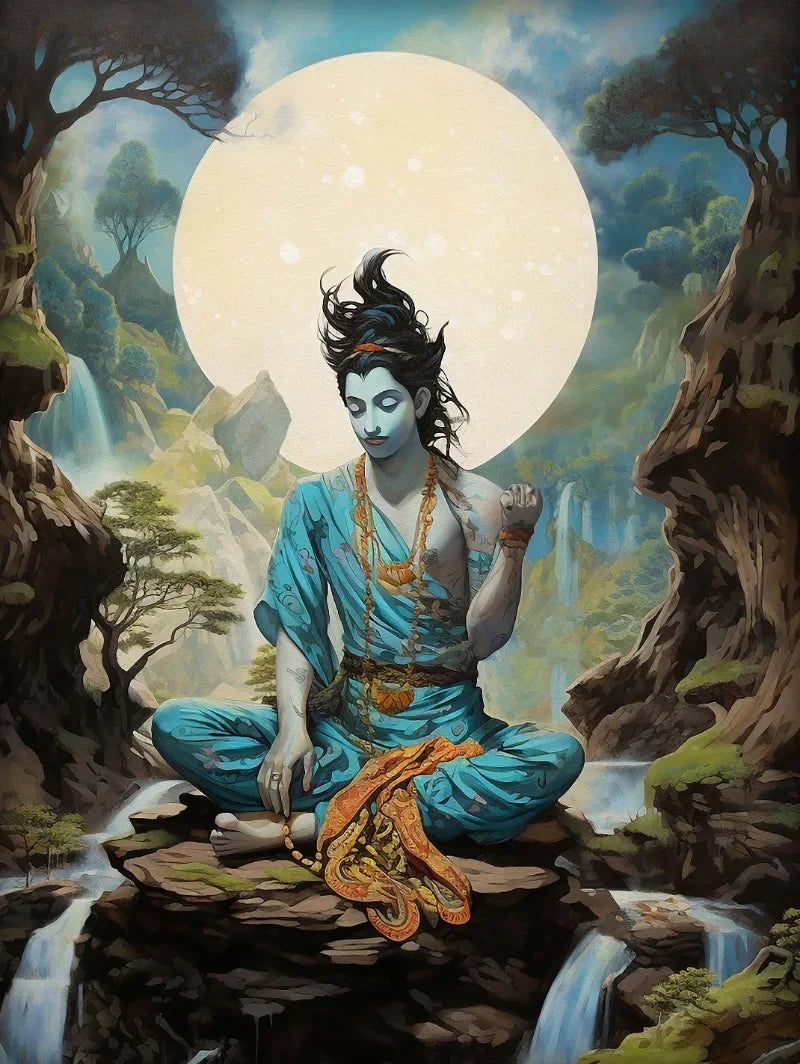Divine Goddess Durga Hindu Indian Hindu Meditation Yoga Poster Print Wall Art Pictures Canvas Painting Living Room Home Decor