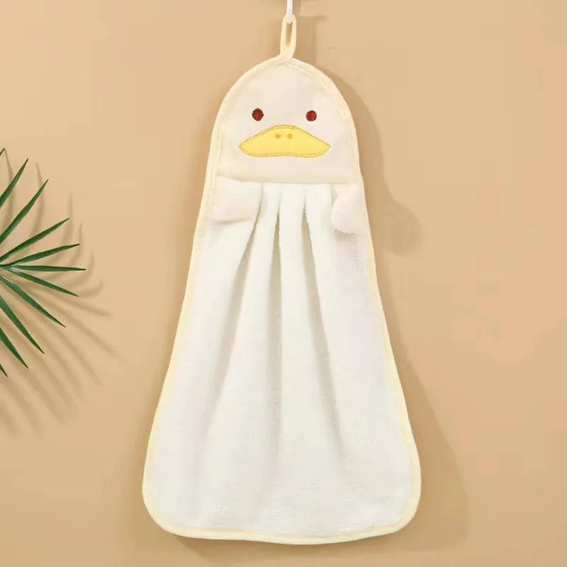 Cute Animal Kids Toddler Hand Towels for Home Bathroom Kitchen with Hanging Loop