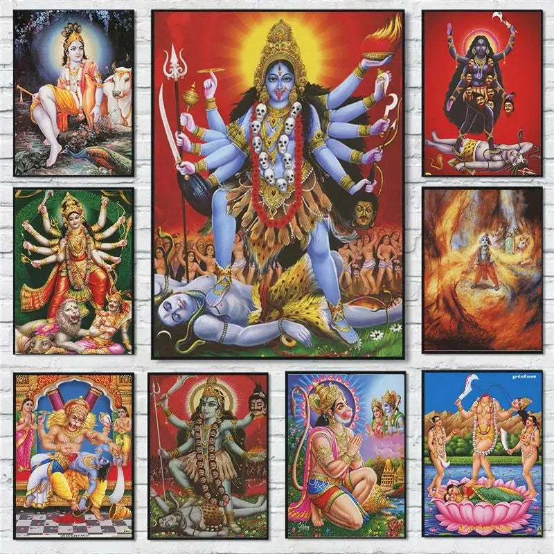 India Hindu God Ganesha Temple Elephant God Series Religion Canvas  Picture For Room Home Corridor Office Decor