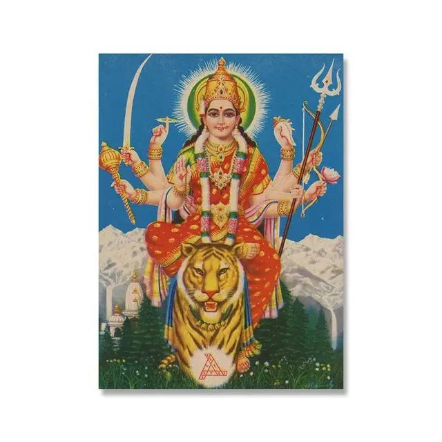 India Hindu God Ganesha Temple Elephant God Series Religion Canvas  Picture For Room Home Corridor Office Decor