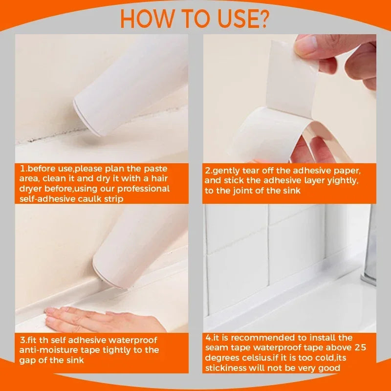 Sealing Waterproof Tape Bathroom and Kitchen Border Tape in The Bath Anti-mildew Caulking Sealed Waterproof Isolate Tape Sticker