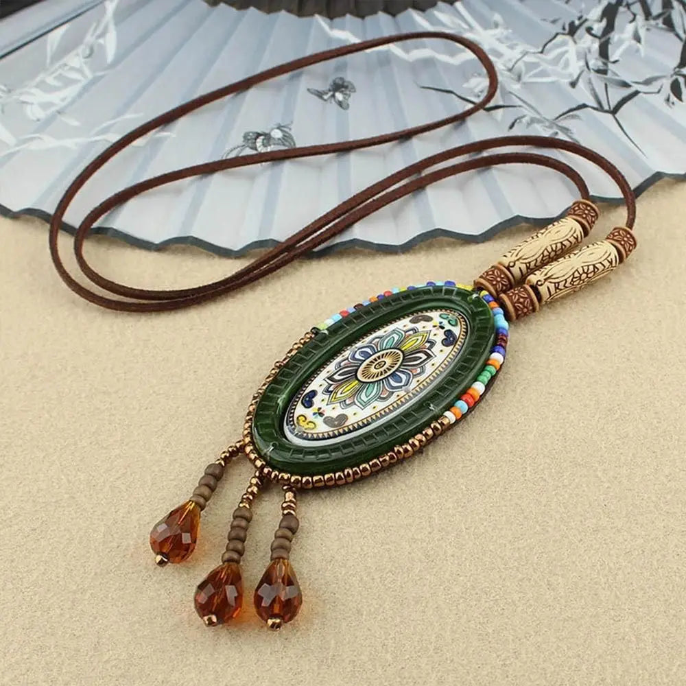 Vintage Party Ethnic Jewelry Lucky Gift Buddhist Mala Wood Bead Ethnic Pendant Nepal Necklace