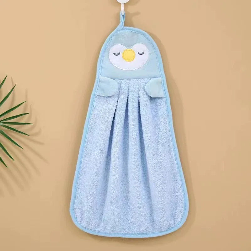 Cute Animal Kids Toddler Hand Towels for Home Bathroom Kitchen with Hanging Loop
