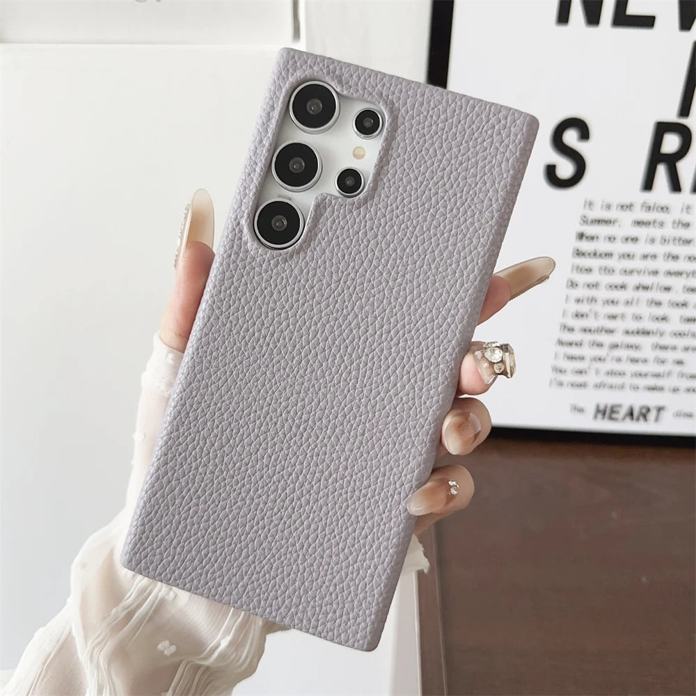 Luxury Lambskin Leather Phone Case For Samsung S22 Plus S23FE S24 Ultra A55 A35 A25 A15 A54 A34 A24 A14 A53 A33 A13 A22 PU Cover