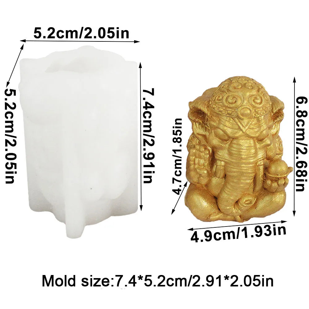 Hot 3D Thailand Indian Ganesha The God Of Wealth Gypsum Ornament Candle Silicone Mold Home Decoration Deity Family Guardian Gods