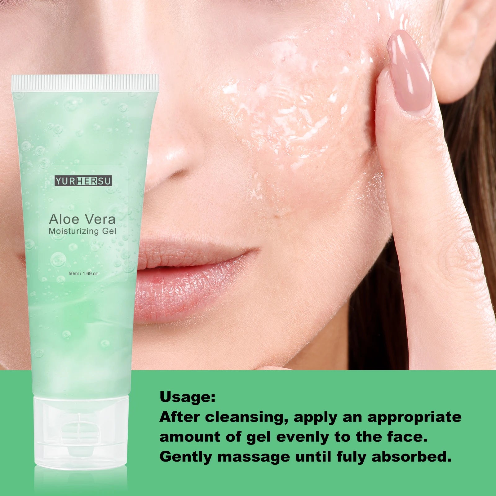 Aloe Vera Gel for Face, Daily Moisturizer & Makeup Primer, 100% Natural, Soothing, Hydrating, Non Greasy, Fast Absorb (50ml)