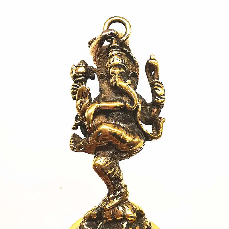Indian Ganesh Amulet Pendants Pocket Buddha Brass Golden Handicrafts Capped Rudraksha Bodhi Beads TBP661