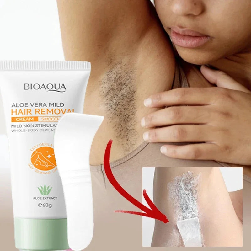Bioaoua Aloe Vera Gentle Hair Removal Cream, 60G/Tube, Fast Hair Removal, No Harm to the Skin