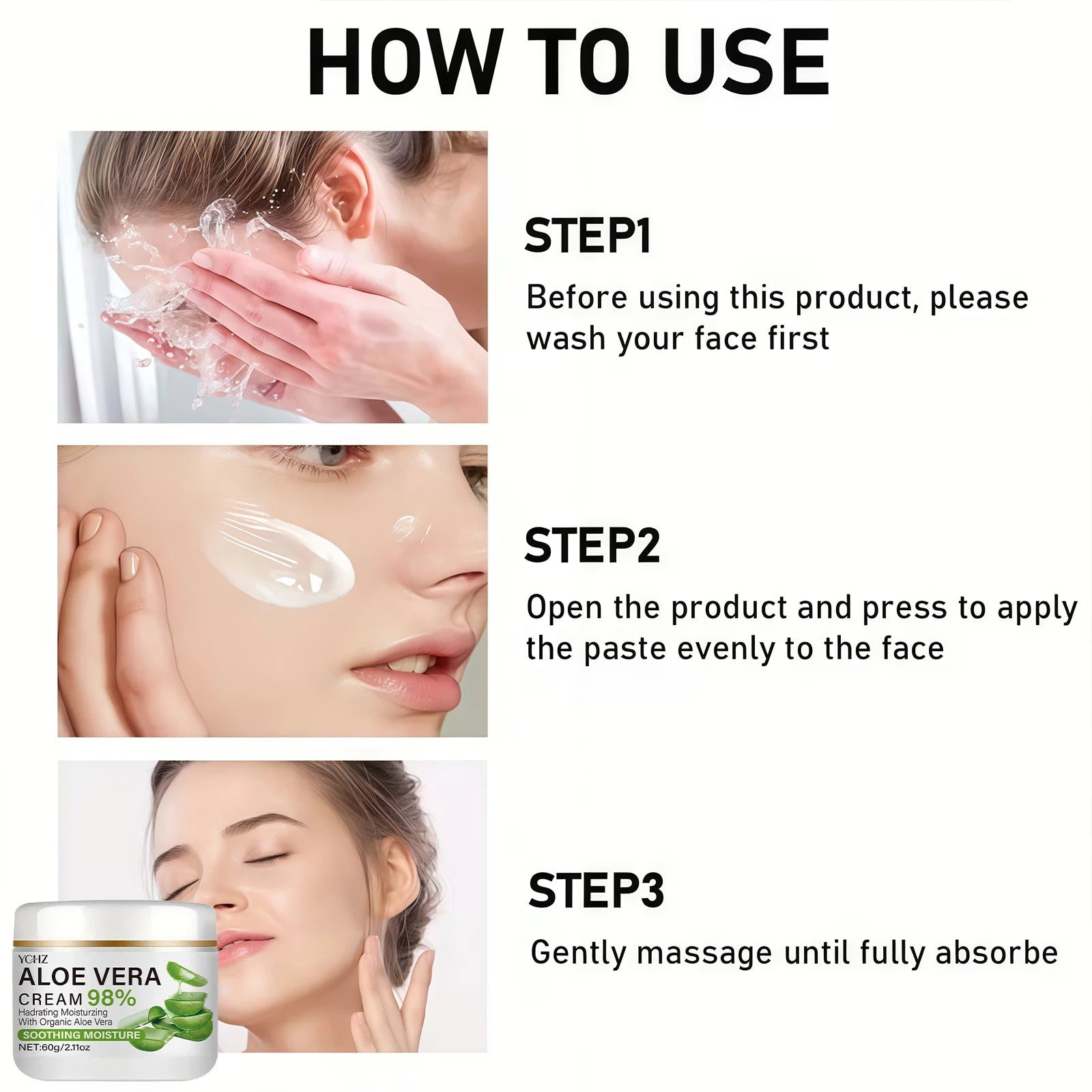 Aloe Vera Face Cream, Containing 98% Pure Aloe Vera Ingredients, Is Hydrating and Easy to Absorb, Effectively Protecting and Nourishing the Skin, Suitable for Daily Skin Care for Both Men and Women