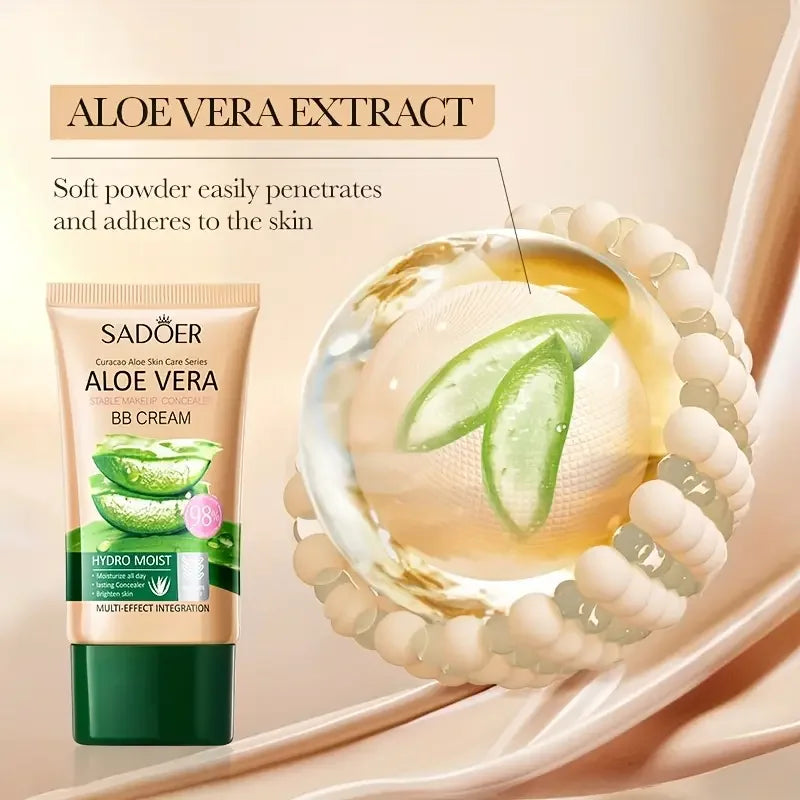 Aloe Vera BB Cream-Hydrating & Concealing Collagen Full Coverage Foundation Makeup,Long-Lasting,Lightweight Coverage Concealer