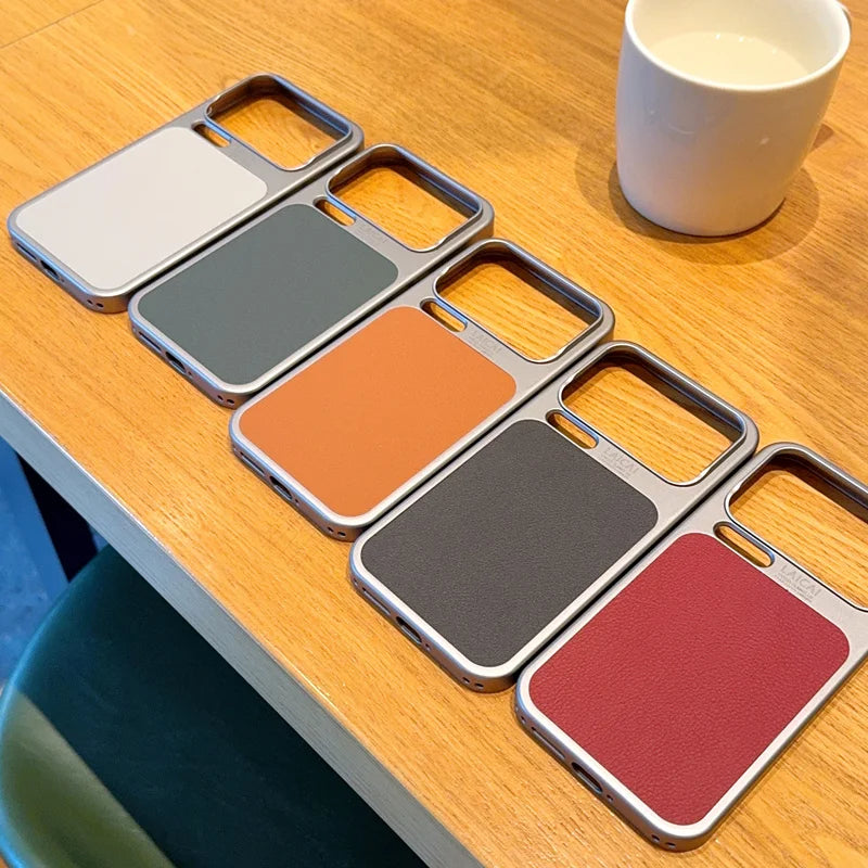 For Xiaomi 17 Pro Max 17 Pro Case Luxury Lychee Pattern Leather + Electroplating Frame Hard PC Cover for Xiaomi Mi 17