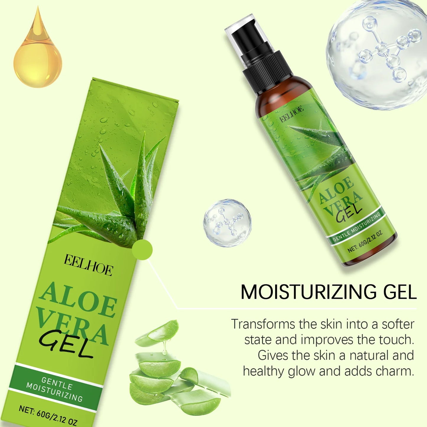 Aloe Vera Gel Nourishing Sooth Skin Reduce Discomfort Improving Skin Texture Enhance Skin Radiance Moisturizing Aloe Essence Gel