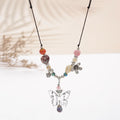 Fashion Ethnic Jewelry Traditional Handmade Ornaments Weave Wax Rope Ceramics Necklace Ceramics Beads Pendant Long Necklace