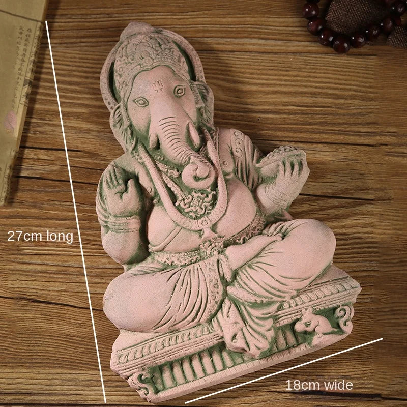 Thai Elephant God Sand Sculpture Home Decor Deity Display Stand Living Room TV Cabinet Ornament