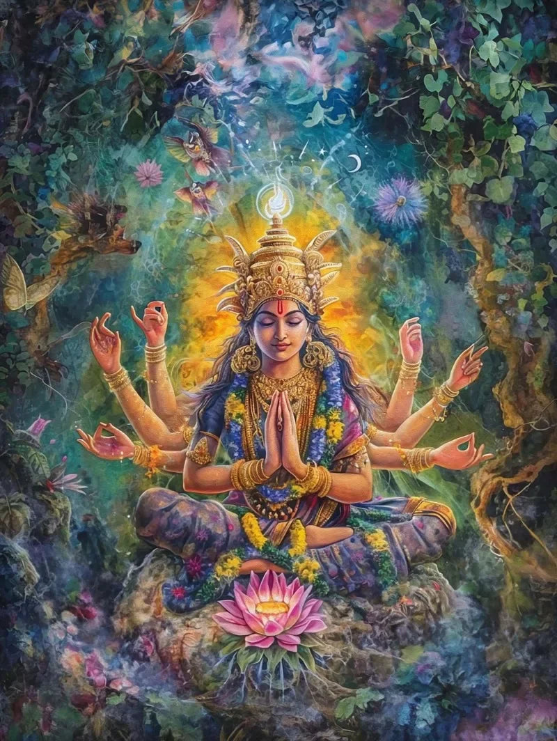 Divine Goddess Durga Hindu Indian Hindu Meditation Yoga Poster Print Wall Art Pictures Canvas Painting Living Room Home Decor